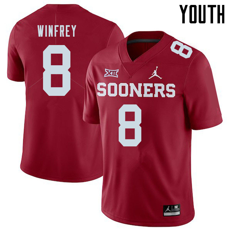 Jordan Brand Youth #8 Perrion Winfrey Oklahoma Sooners College Football Jerseys Sale-Crimson